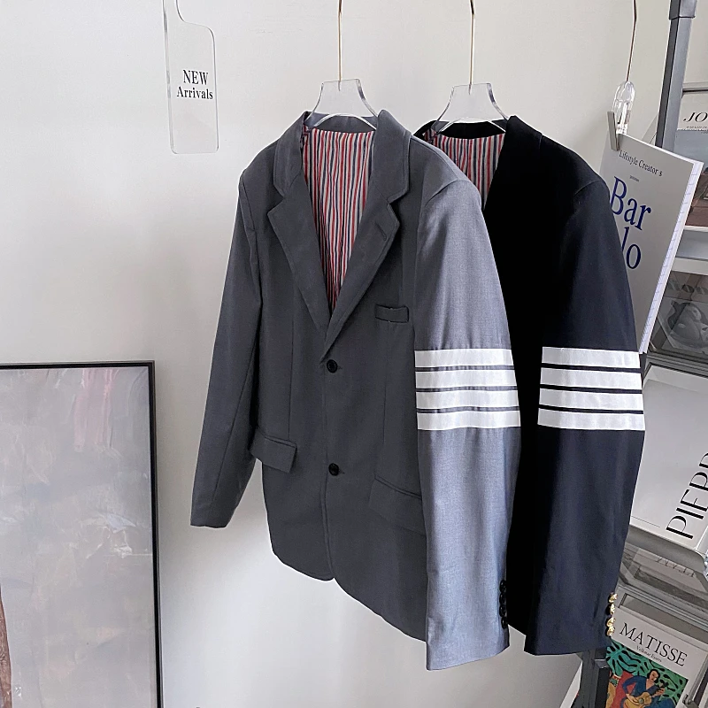 TB Four-bar Suit Women's Thom Loose Slim Long Sleeves Gold Button Suit British Style Classic Lapel Casual Jacket