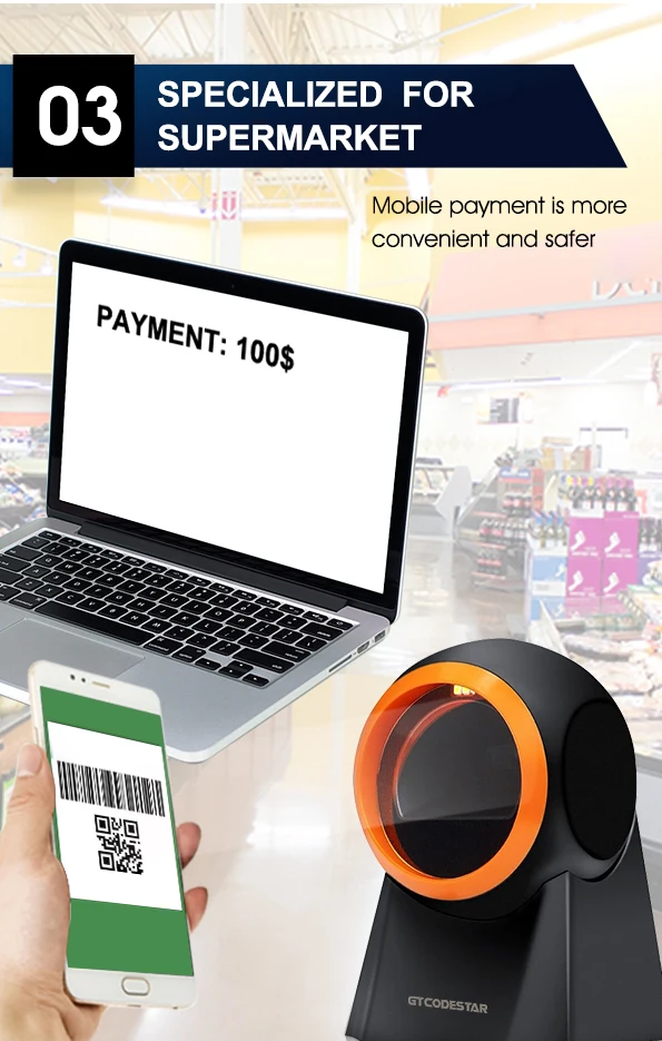 Hot selling Supermarket auto Scan Desktop USB 2D Qr Bar Code Reader Barcode Scanner Qrcode Scanners GT-8800E |