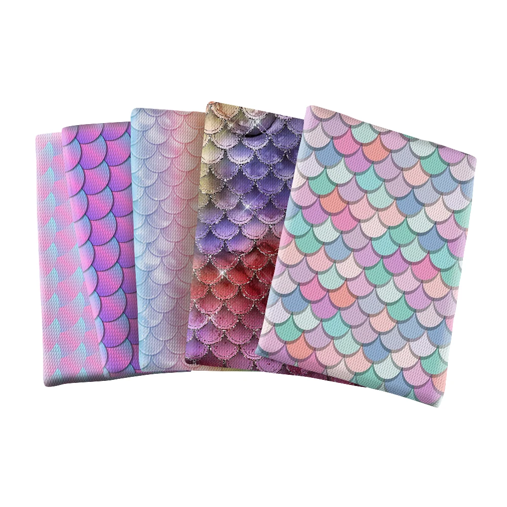 

50*145cm Bubble Cloth Printed Rainbow Fish Scale Polyester Handmade Diy Bag Tablecloth Clothing Fabric Patchwork Sewing Material