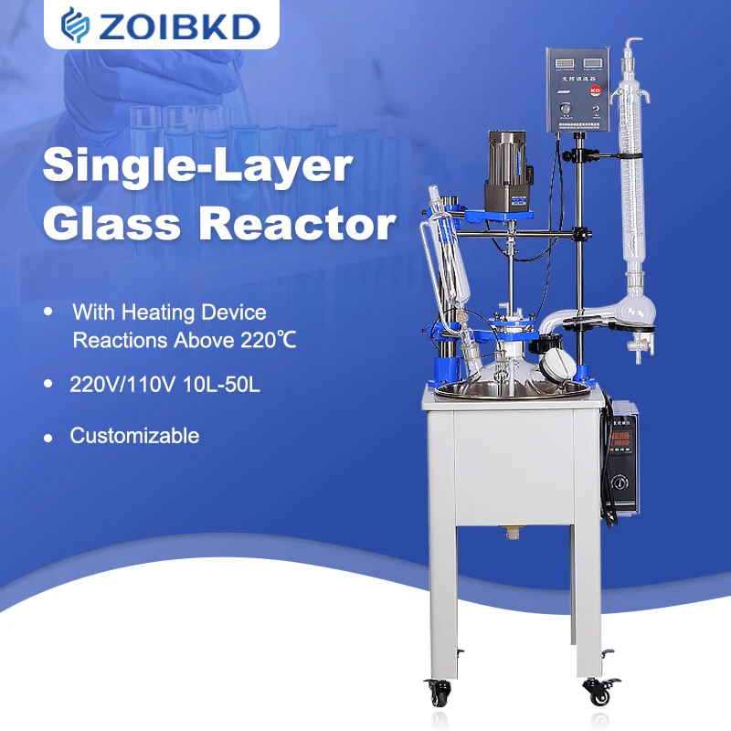 

ZOIBKD Laboratory Equipment 10L~50L Single Layer Glass Reactor Lab Chemical Reactor With Heating Device (110V/220V )