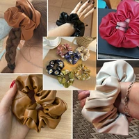 fashion flower scrunchies solid red rubber bands for women girls korean elastic hair bands ponytail hold hair accessories gift