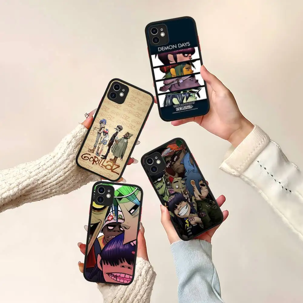Фото Чехол для телефона Band G-Gorillaz-z для iPhone 16e 16 15 14 13 12 11 Pro Max X XS Max Plus, матовый прозрачный. №1