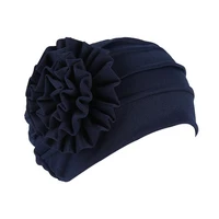trendy women hat versatile cotton women side flower beanie cap headwear indian turban hat turban hat