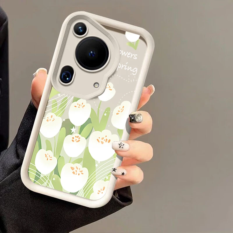 Мягкий силиконовый чехол с цветочным принтом тюльпана для Huawei Pura 50 70 Pro nova Y90 9 10 SE 11