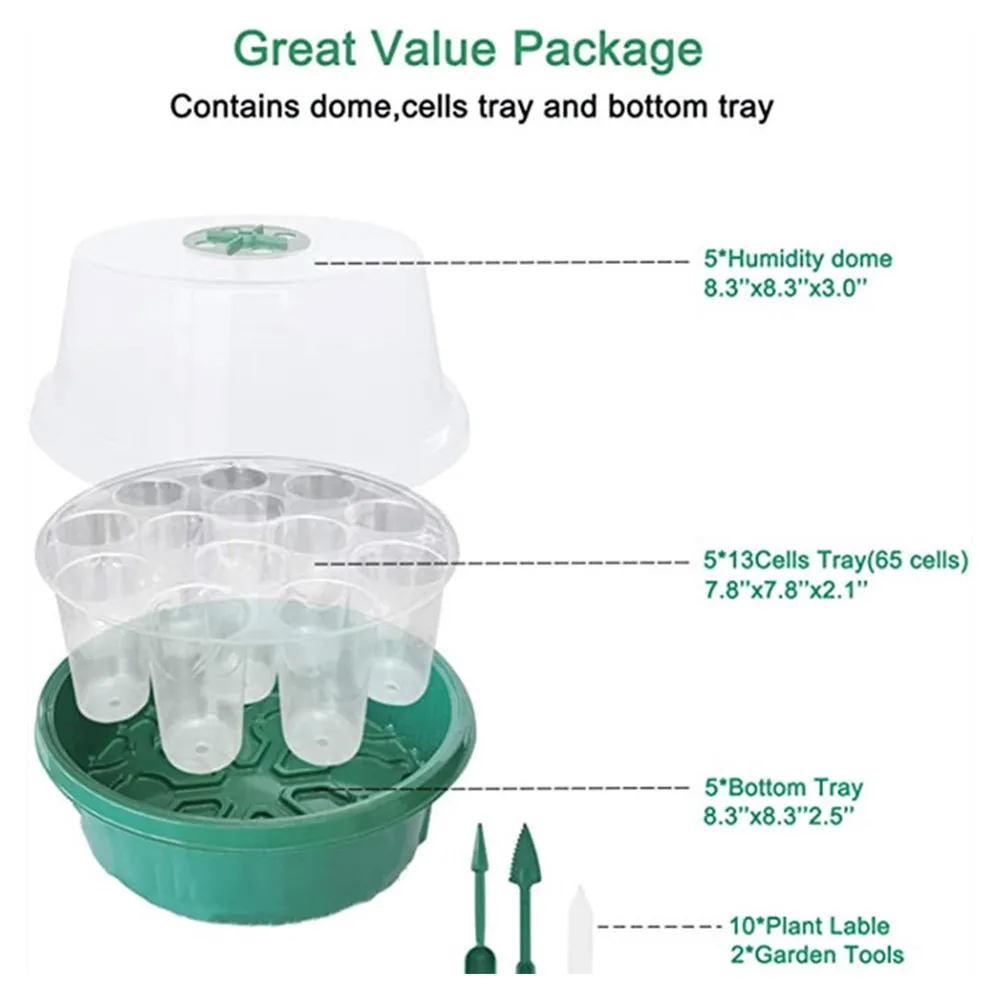 1 PC Planting Nursery Pots With 13 Hole Mini Greenhouse With Ventilated Cover Seedling Tray For Outdoor Indoor Garden Pots