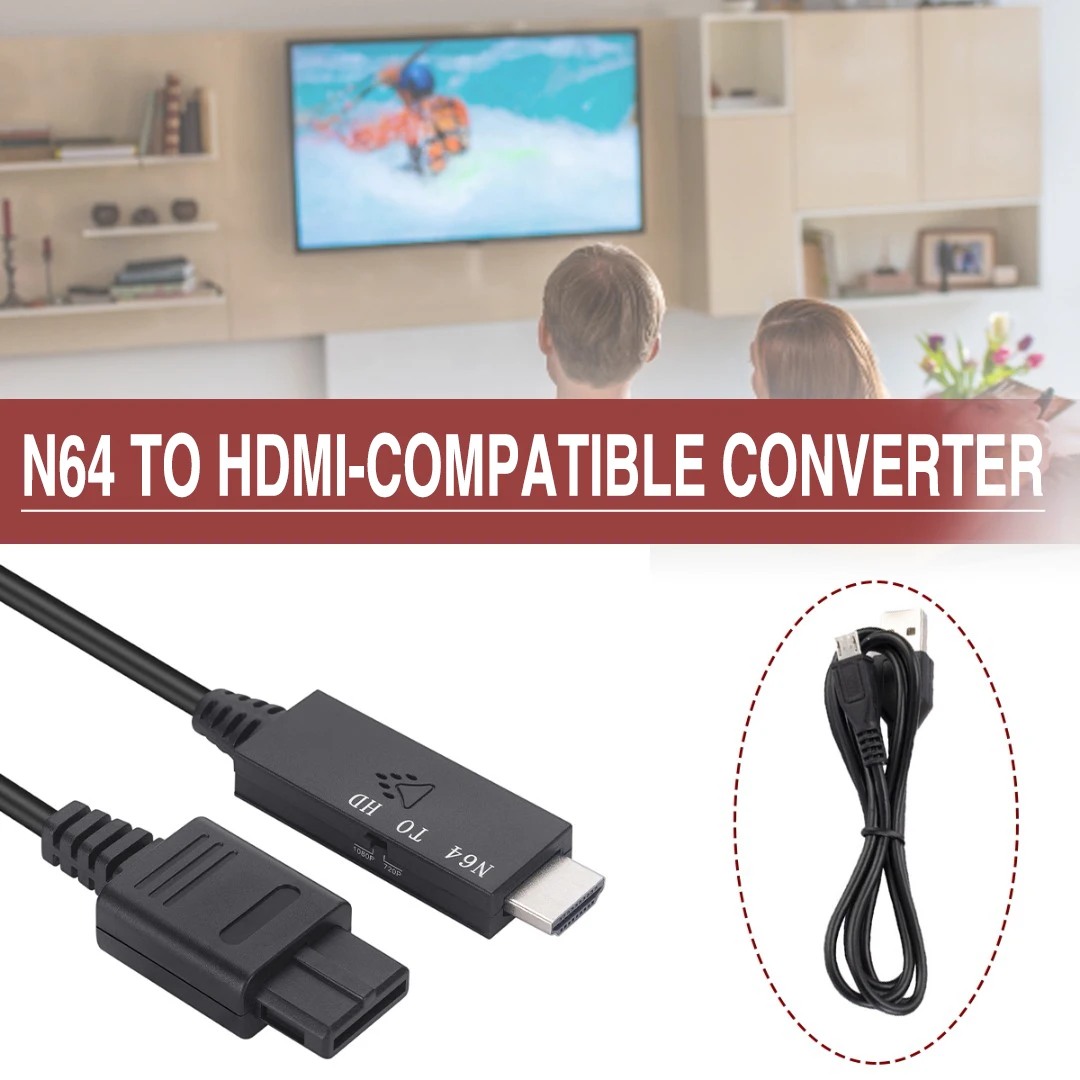 

Конвертер N64 в HDMI-совместимый с HD-кабелем, адаптер для игровой консоли, портативные кабели для передачи данных, электронный конвертер