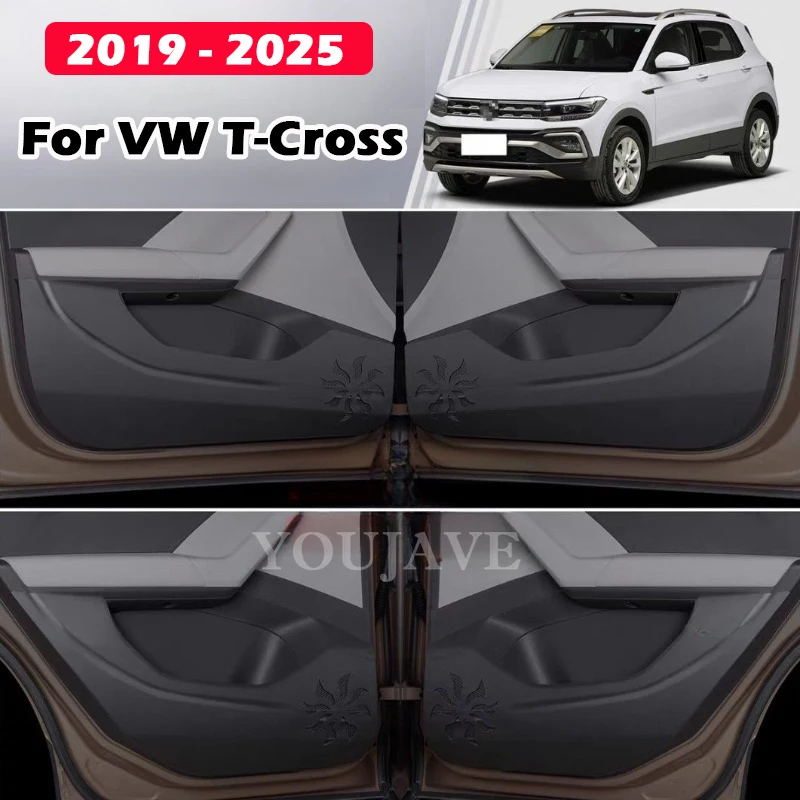 

Для VW Volkswagen T-Cross 2019-2025 Tcross дверь автомобиля противоударная накладка кожаная наклейка отделка боковой порог защитная крышка внутренний декор