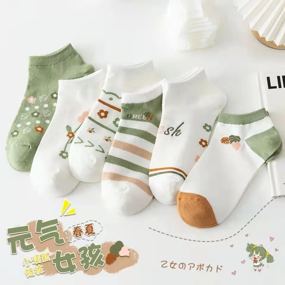5pairs/lot Socks Women's Spring And Summer Cut Socks Leisure Cartoon Boat Socks Wholesale Promotion