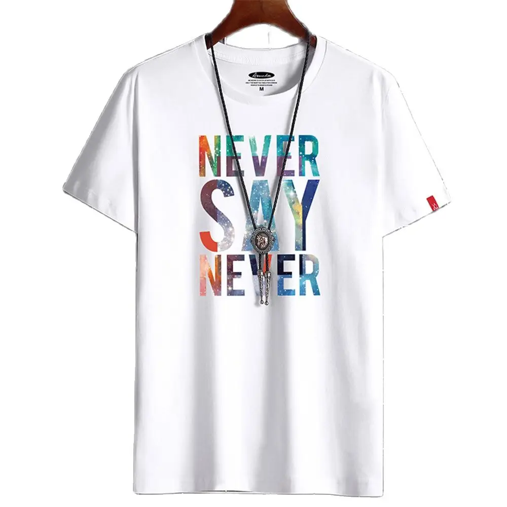 

2022 Men's T-shirt Cotton Short Sleeve Tide Man Fashion Big Size Bottoming Men's T-shirt Tops Round Neck Tee Summer White Tee