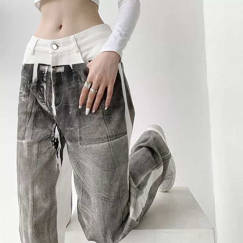 

Новинка 2020, женские белые джинсы с завышенной талией, весна-лето, свободные прямые брюки, модные брюки в стиле ретро, хип-хоп