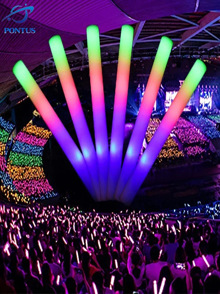 50/20/10Pcs LED Foam Light Stick Bulk Colorful Glow Sticks Multicolor Sponge Wands Glow In The Dark Light Party Concert Supplies