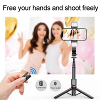 l12d bluetooth selfie stick tripod portable outdoor handheld camera phone stand with dual lights selfie stick tripod for huawei