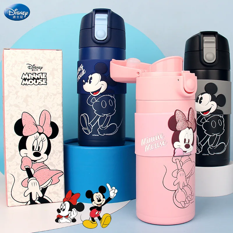 Disney Cartoon Water Cup Bottle Mikey Minnie Mouse Accompanying Thermos Cup Cute Stainless Steel Male And Student Cup 360ML