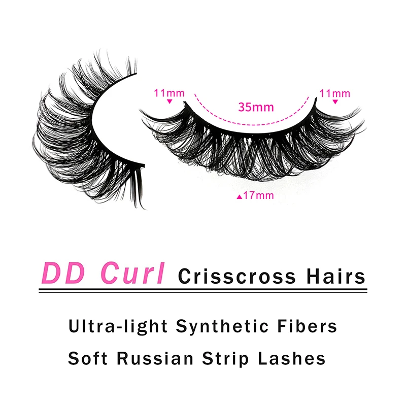 FAIRYTIS DD Curl 3 Pairs Soft Natural False Eyelashes Russian Volumes 3D Fluffy Faux Mink Lashes Reusable Fake Extension