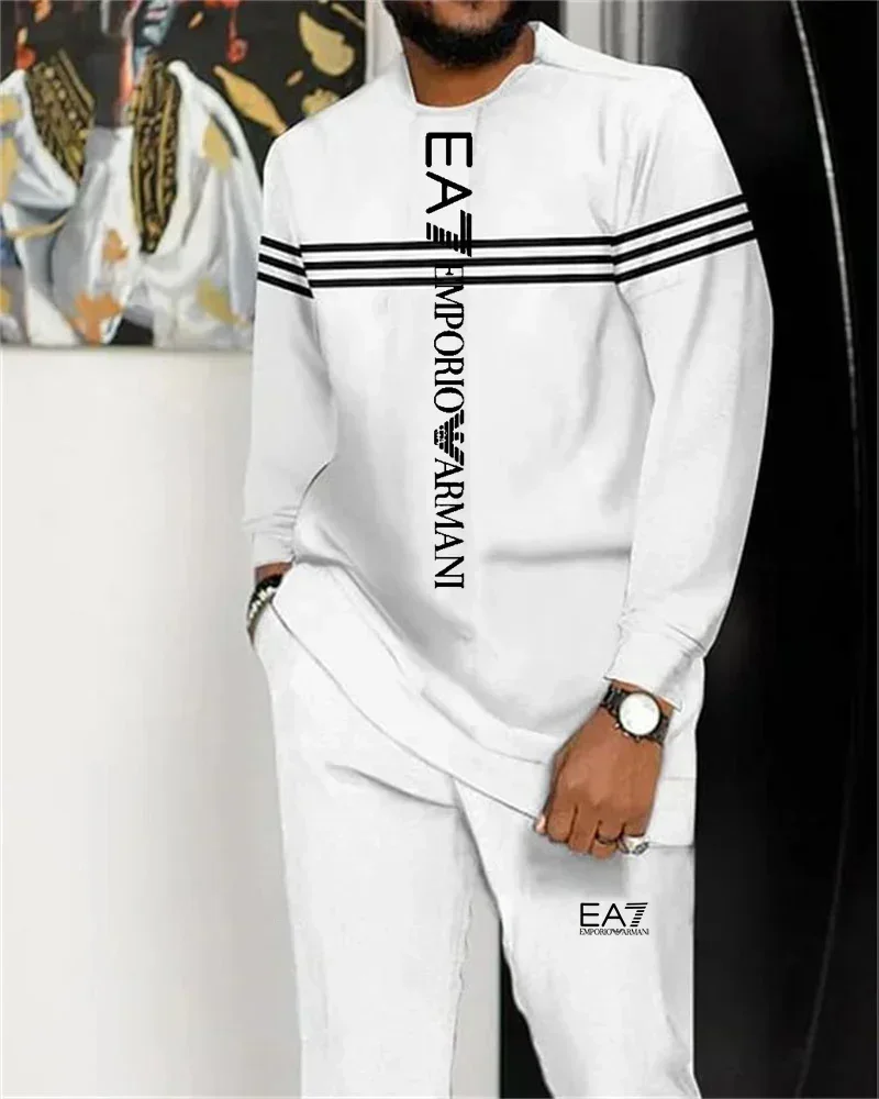 Мужской брючный костюм с длинными рукавами летняя роскошная мужская модная