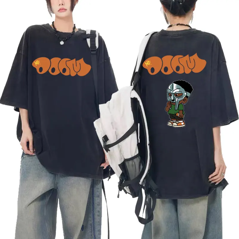 

Двусторонняя Футболка Rapper Mf Doom Madlib Madvillain для мужчин и женщин, модная рубашка в стиле хип-хоп, Стирка в стиле унисекс, винтажная уличная одежда