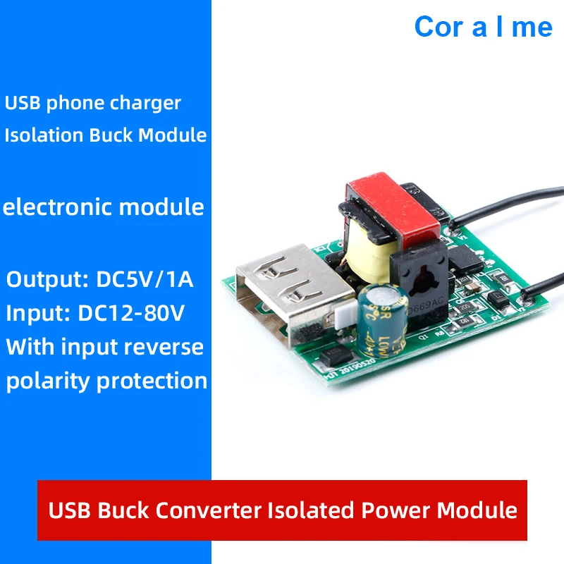 

USB Converter Stabilizer DC-DC Buck Step Down Module 12V 24V 36V 48V 72V to 5V 1A USB Galvanic Isolated Power Supply Module