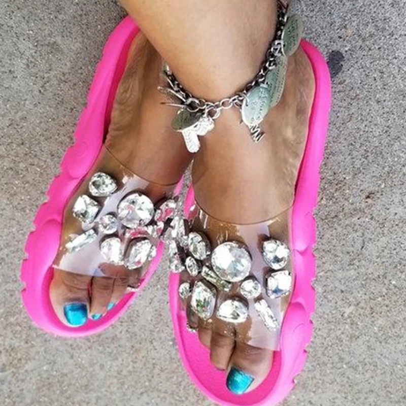 

New Woman Bling Crystal Slippers Ladies Fashion Slides Women Casual Outdoor Flats Female Beach Shoes Women's Footwear