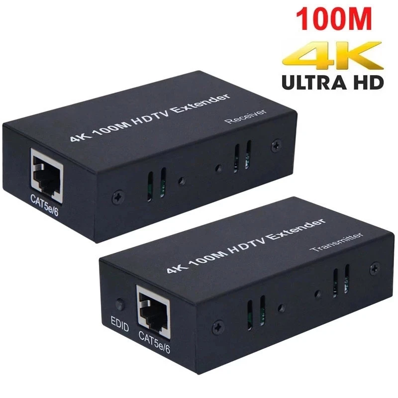 

4K HDMI Extender TCP IP 100M 330FT Over Cat5e Cat6 UTP Rj45 Network Ethernet Cable HDMI to RJ45 extension Transmitter Receiver