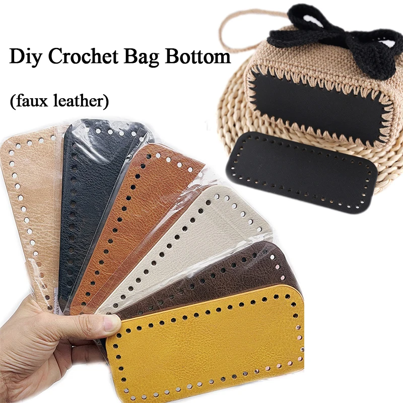 

High Qualtiy Rectangle Bag Bottom for Knitted Bag Leather Bag Accessories Handmade Bottom with Holes Crochet Bag Bottom Pu Base