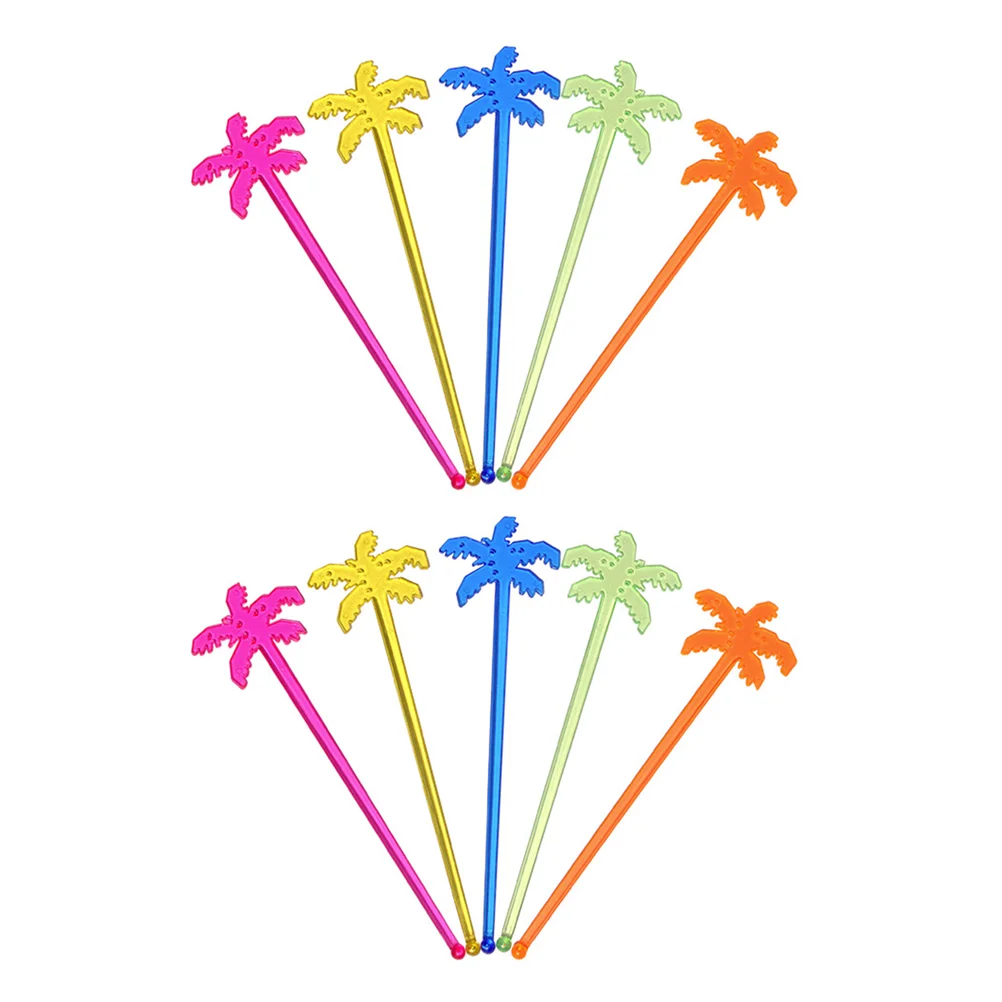 

Stirrers Cocktail Drinkcoffee Wooden Umbrellas Tree Palm Neon Picks Toothpicks Foodparty Stick Swizzle Acrylic