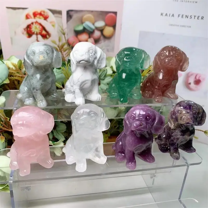 

Natural Gemstone Labrador Dog Carving Animals Ornaments Statues Gift Healing Crystals Crafts Home Decoration 1pcs