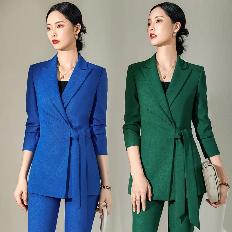 

High Quality Autumn Winter Formal Ladies Blazer Women Business Suits with Sets Work Wear Office Uniform 4XL Size Pants Jacket