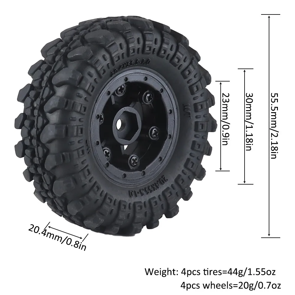 Для 1/24 осевых Scx24 Fmx24 1/18 Trax/as Trx4m шины 4 шт. 1 0 &quotнабор колесных шин пластиковые