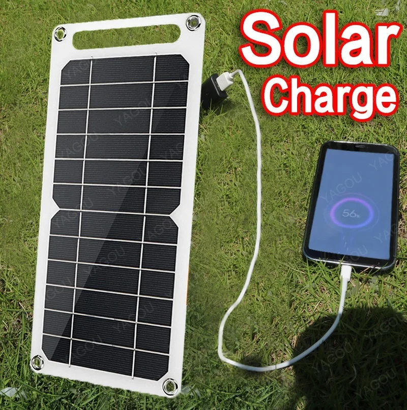 Panel Solar USB de alta potencia de 5V, cargador Solar de batería portátil para exteriores, caminata, Camping, para teléfono móvil