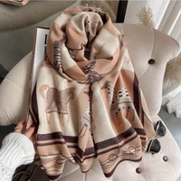 luxury brand women scarf warm printed shawl wrap winter pashmina blanket scarves thicken cashmere bufandas female wool foulard