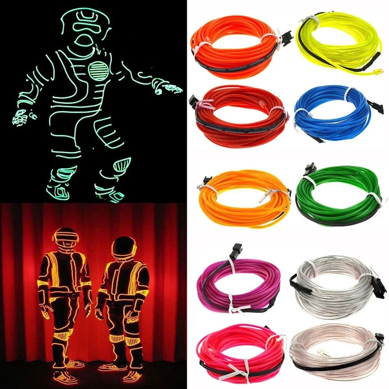 

1m Glow EL Wire Neon Cable for Christmas Dance Party DIY Costumes Light 3.2mm Rope LED Strip