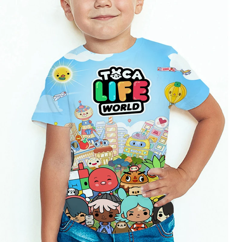 

Summer Toca Life World Tshirt Girls Kawaii T Shirt Toca Boca T-shirt Children Cute Cartoon Tee Tops Kids Short Sleeve Camiseta