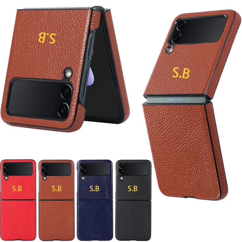 

Precise Cutout Leather Folding Case for Samsung Galaxy Z Flip 3 Flip4 Flip 4 5G Flip3 Shockproof Protection Phone Cover Capa