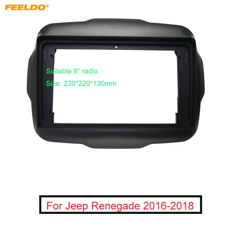 

FEELDO Car Audio 9" Big Screen DVD Fascia Frame Adapter For Jeep Renegade 2Din Dash Installation Panel Frame Kit