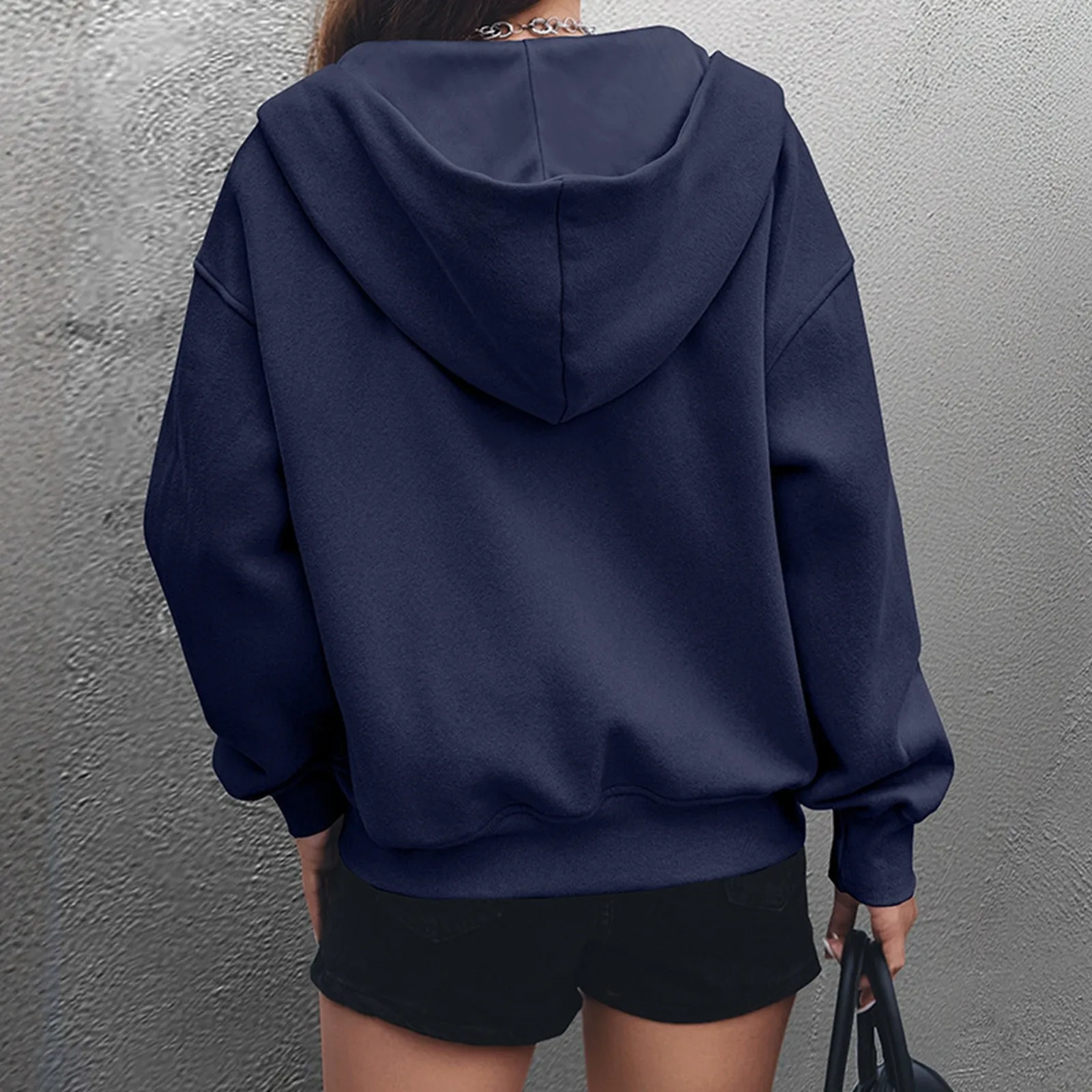 Женская повседневная толстовка на молнии свободный крой с длинным рукавом