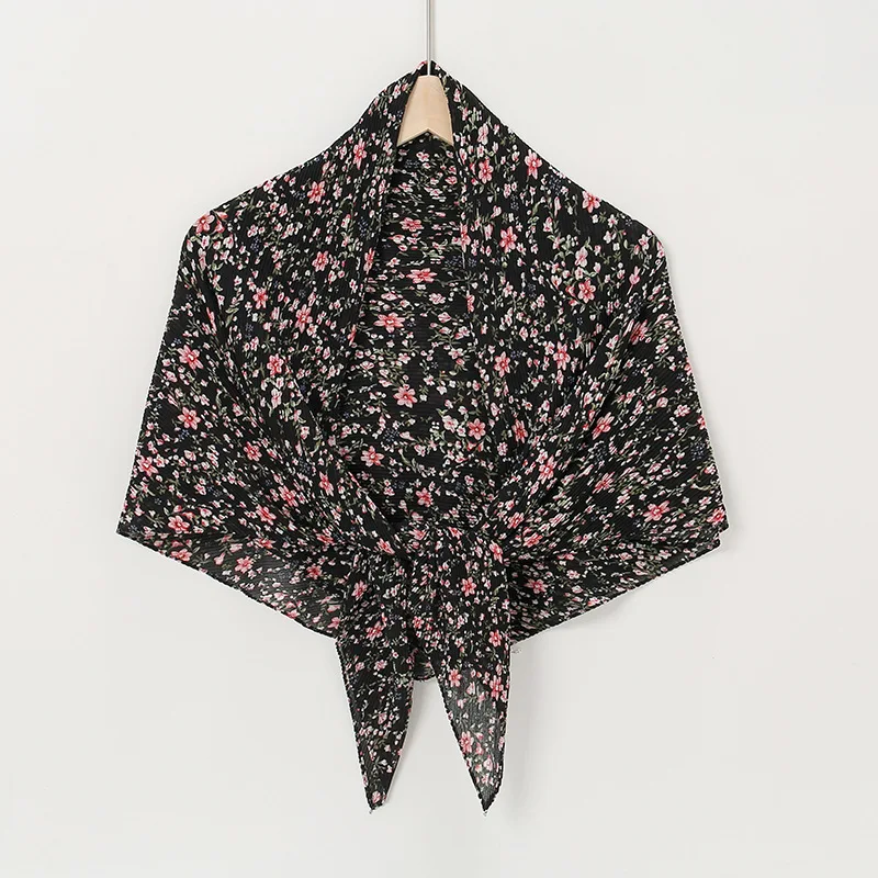 

Женский шифоновый хиджаб с цветочным принтом, 110x110 см