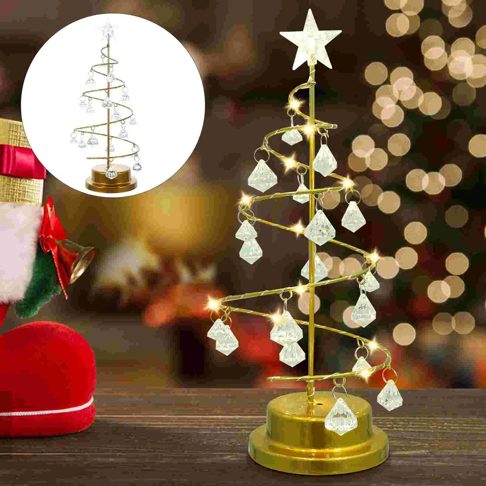 

Christmas Tree Crystal Lamp Table Desk Light Yellow Box Star Night Girl Bedside