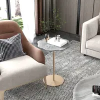 Modern minimalist round table wrought iron side table Living room bedroom small coffee table Movable sofa creative corner table