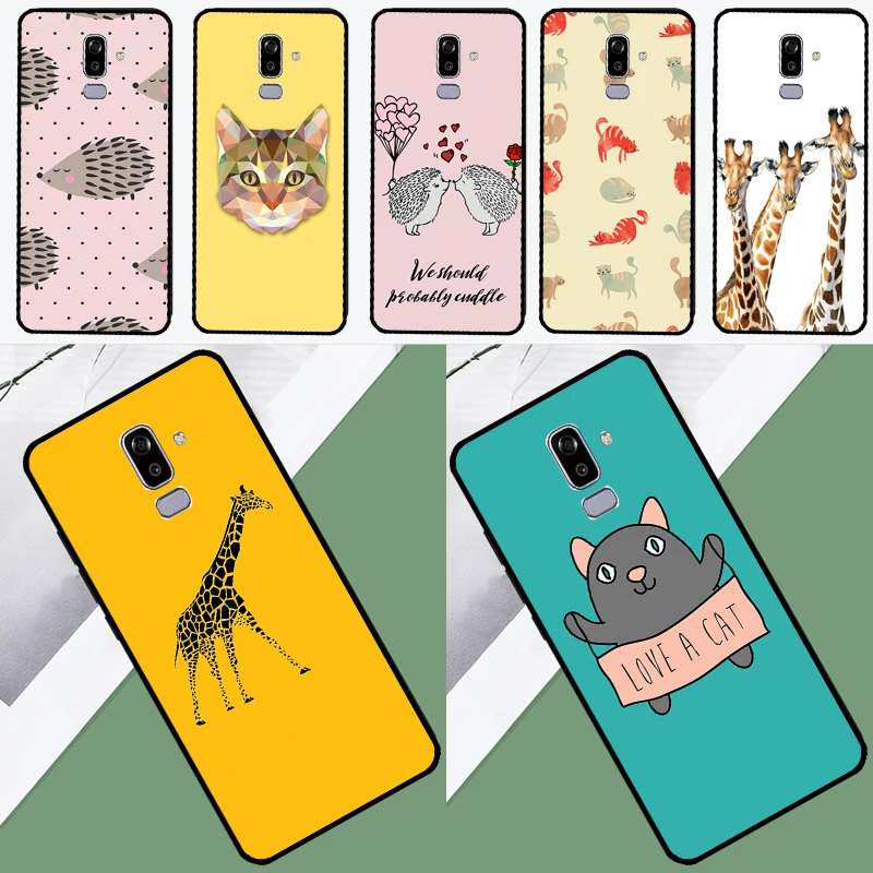 Cat Hedgehog Giraffe Case For Samsung Galaxy J4 J6 Plus A6 A7 A8 A9 J8 2018 J3 J5 J7 J1 A3 A5 2016 2017 Coque