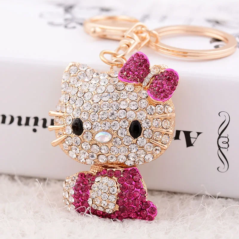 Kawaii Hello Kitty Sanrio милый брелок из сплава с бриллиантами и котенком для лучших друзей