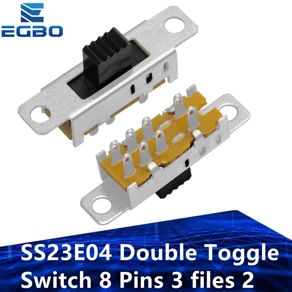 10 ~ 50 шт. EGBO SS23E04 двойной тумблер 8 контактов 3 файла 2P3T DP3T ручка высотой 5 мм