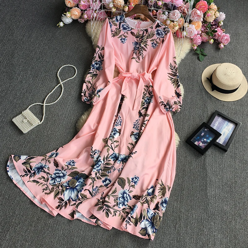 

Large floral long sleeve positioning dress