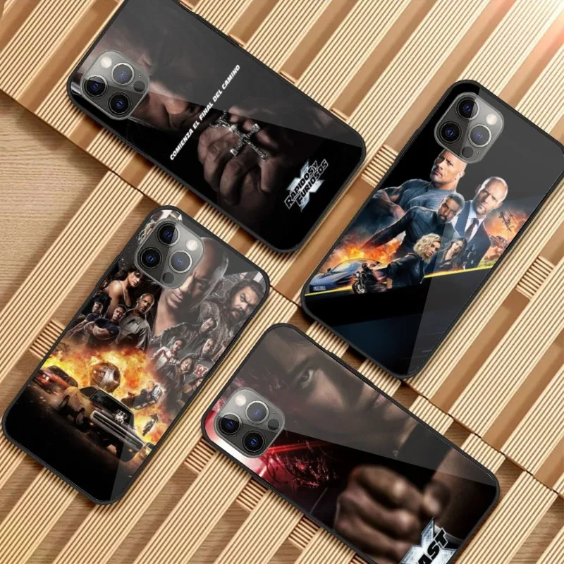 Смарт-чехол Форсаж для iPhone 14 13 12 11 XS X 8 7 6 Plus Mini Pro Max SE 2022 стеклянный чехол телефона