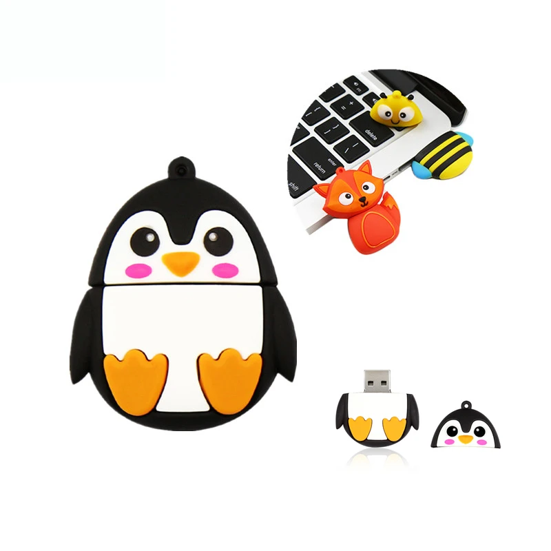 

USB 2.0 Flash Drive Cartoon Pen Drive 4G 8G 16G 32G 64G 128G 256G Animal Model Unicorn Cat Fox Bee Penguin Memory Stick