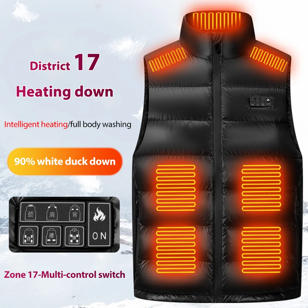 

17PCS Heated Vest Men'S Women'S Heating Jacket Fashion Intelligent USB Heater Thermal Warm Clothes Winter Hunting Hiking Vests