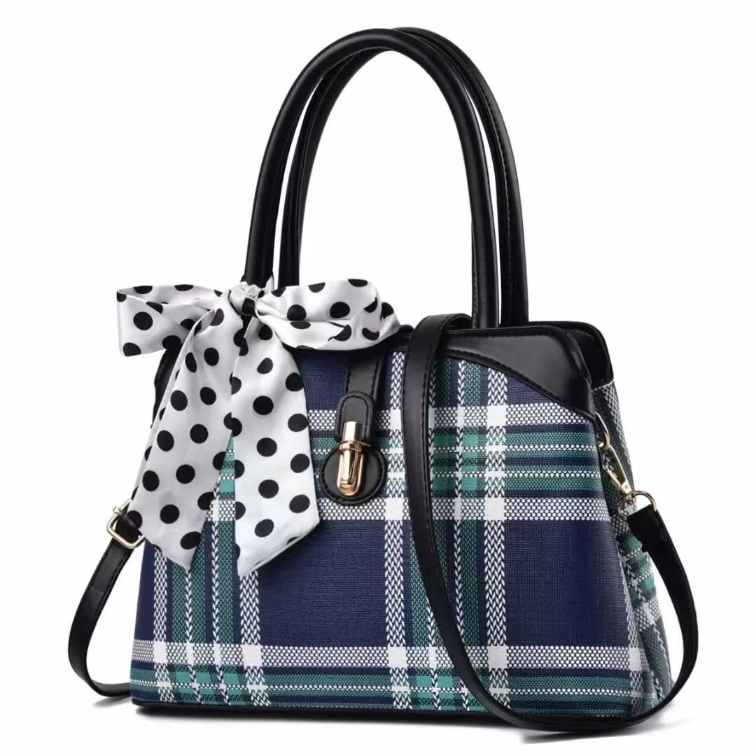 

CIKER Women's Handbag New Korean Version Silk Scarf Decorative Bag Large-capacity Simple Plaid Shoulder Messenger Bag