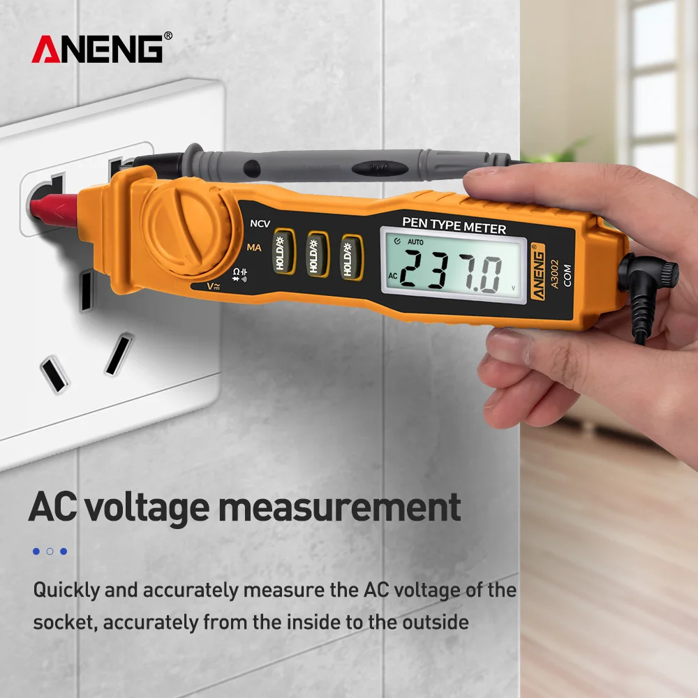 

ANENG A3002 Digital Multimeter Pen Type 4000 Counts with Non Contact AC/DC Voltage Resistance Diode Continuity Tester Tool