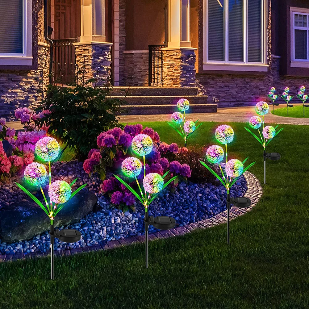 

2pcs Garden Solar Powered Light 36LED Dandelion Flower Solar Stake Lights Outdoor IP65 Waterproof for Pathway Patio
