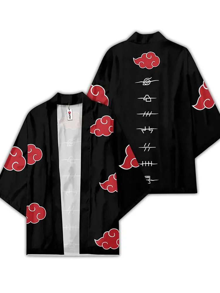 Кимоно с красными облаками из аниме Наруто Узумаки Акацуки рубашка хаори юката