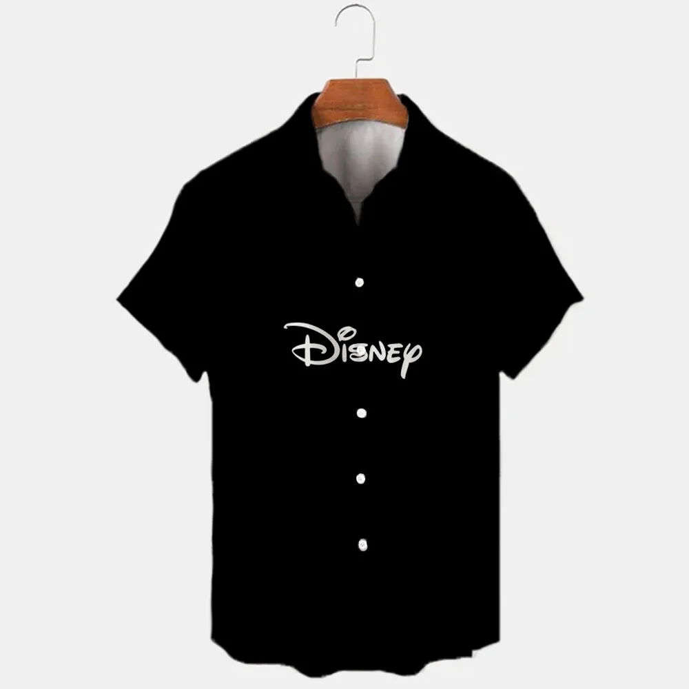 

2022 Summer New Disney Brand Mickey Collection Cartoon Casual 3D Printed Short Sleeve Lapel Shirt Slim Fit Men's Top